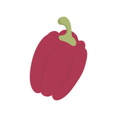 Red sweet pepper in flat design. Vegetarian food product, paprika vegetable. Vector illustration isolated.