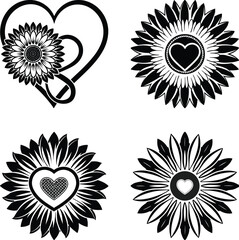 Fototapeta premium Sunflower Heart SVG Clipart