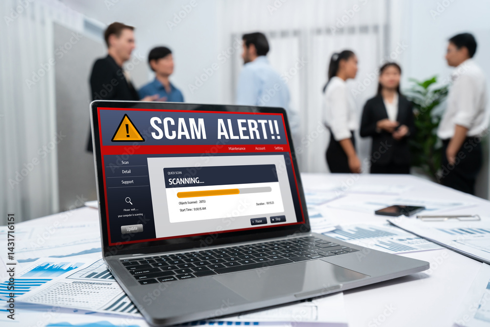Aufkleber cyber security software show alert of cyber attack for protection brisk. danger from virus, phishing
