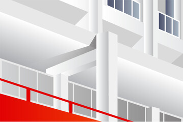 Obraz premium Detailed Building Facade Vector – Architectural Illustration with Intricate Design and Urban Aesthetic