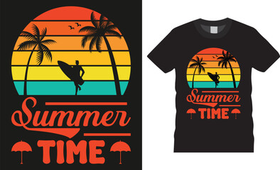 Summer time typography vector graphic t shirt design.