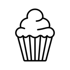 Cupcake Icon Outline – Minimal Black and White Sweet Dessert Illustration