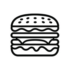 Double Layer Burger Icon – Minimalist Line Art of Classic Fast Food Sandwich