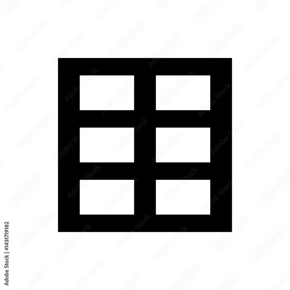 Poster black rectangular grid with three rows and two columns of white squares on a white background image 