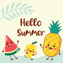  hello summer characters vector banner background