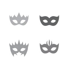 Set of Masquerade Mask Icon Fancy Disguise Festival Carval Mardi Gras Costume Theater Opera Entertainment Flat vector Illustration 