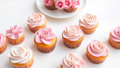 Delicate Cupcakes with Rose Decor