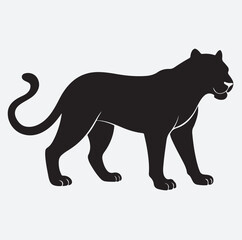 black panther silhouette vector art illustration, black panther vector