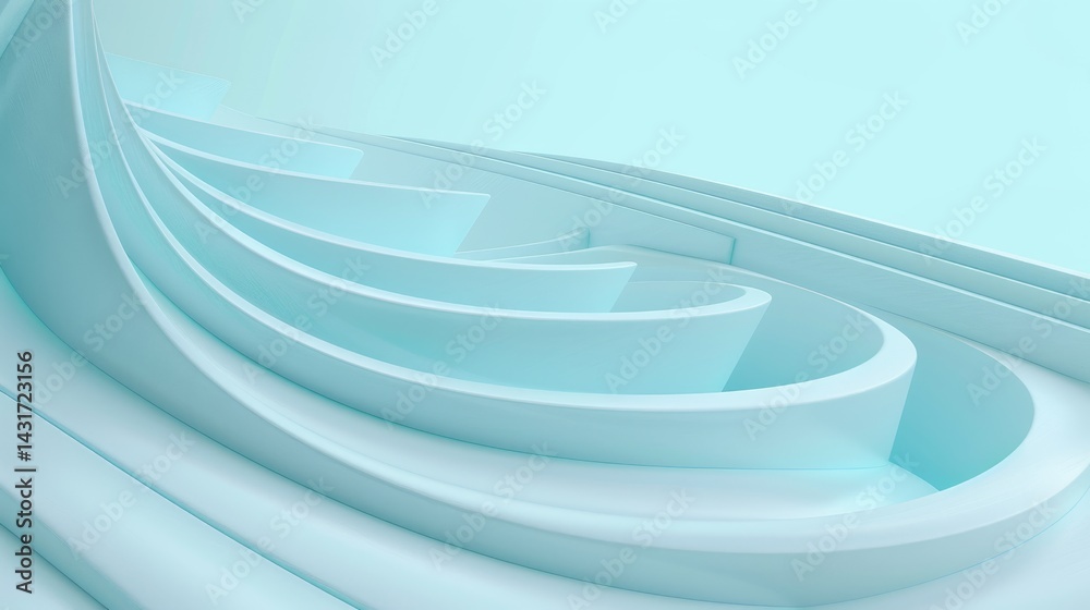 Poster abstract smooth waves in light blue tones. minimalist fluid texture design. background image of 3d r