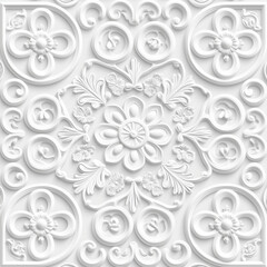 Elegant Floral Lace Pattern: Seamless Light Gray 3D Wallpaper - Vector Background for Luxury Design, Wedding Invitations & Branding - Premium Repeatable Texture
