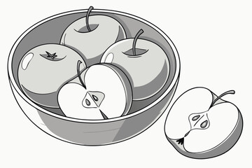 29 Green apples, gray ceramic bowl, overhead view, minimalist composition, fresh fruit, round shapes, monochromatic palette, clean aesthetic, studio lighting, high contrast, food photography, simple b