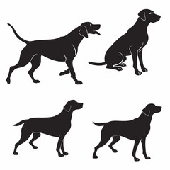 German Shorthaired Pointer Silhouettes: 4 Poses.