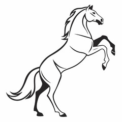 Rearing Horse Line Art: Elegant Monochrome Equestrian Design.