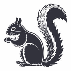 Professional Monochrome Squirrel Illustration - Detailed Fur.