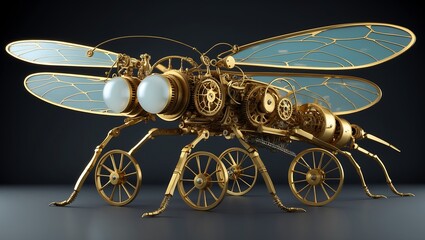 Fototapeta premium Steampunk Dragonfly A Mechanical Insect Masterpiece