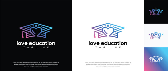 Love education logo design. Love education hat logo template. Education logo symbol icon