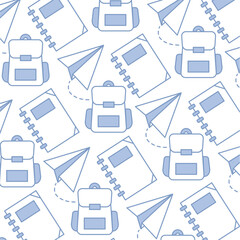 Backpack notebook and planes. Vector