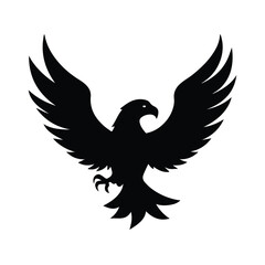 Obraz premium Silhouette Eagle Vector Icon, Bold Flying Eagle Silhouette Logo Design, Black Bird Symbol Isolated on White Background