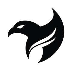 Silhouette Eagle Vector Icon, Bold Flying Eagle Silhouette Logo Design, Black Bird Symbol Isolated on White Background