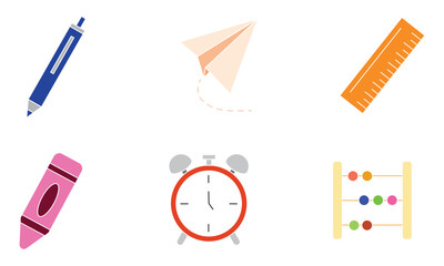 Flat and outline school icons. Vector