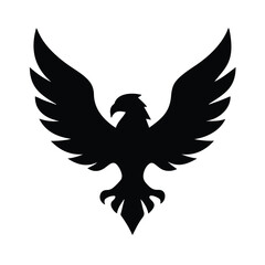Silhouette Eagle Vector Icon, Bold Flying Eagle Silhouette Logo Design, Black Bird Symbol Isolated on White Background