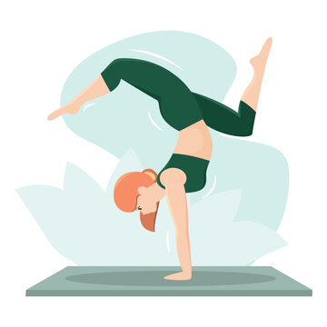 Handstand yoga scorpion pose. Vector