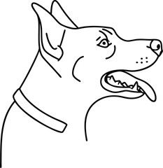 Dog Head Outline Vector Illustration Loyal Canine Friend Minimalist Pet Portrait