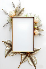 Photo and Artwork Frame. White and Gold. Mockup