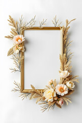 Photo and Artwork Frame. White and Gold. Mockup