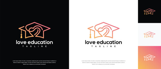 Love education logo design. Love education hat logo template. Education logo symbol icon