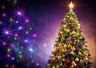 Majestic Christmas Tree with Sparkling Lights & Glass Mosaic - Festive Holiday Background