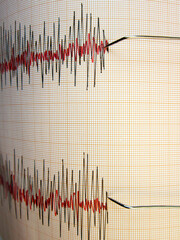              Seismograph and earthquake. A seismograph that records the seismic activity of an earthquake.                                                 