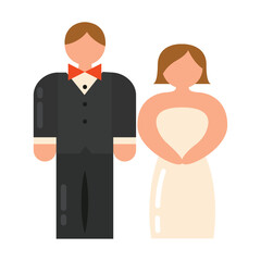Wedding couple standing. Vector