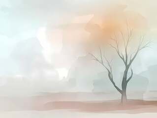 Solitary Tree in Misty Landscape | JPG | 300 DPI