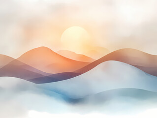 Pastel Sunrise Over Rolling Hills | JPG | 300 DPI