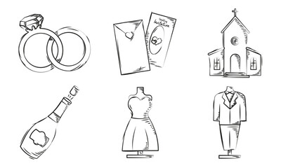 Marriage icons bundle. Vector