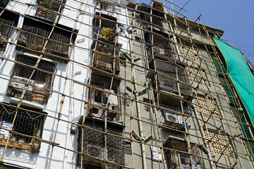 scaffolding on a building in mumbai