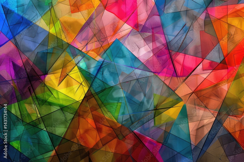Poster the abstract picture of the colourful geometry polygon multiple triangles repetitive shapes backgrou