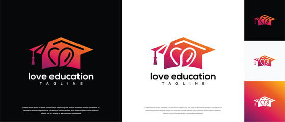Love education logo design. Love education hat logo template. Education logo symbol icon