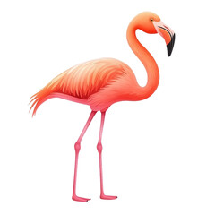 Fototapeta premium Exotic Flamingo in Profile: A vibrant pink flamingo, a long-legged bird, elegantly poses in a side view, its striking plumage a testament to nature's artistry.
