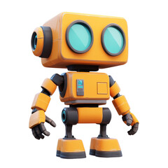 Animated Companion: A vibrant 3D-rendered robot comes to life, standing with a cute and captivating presence that speaks to innovation, technology, and futuristic design.