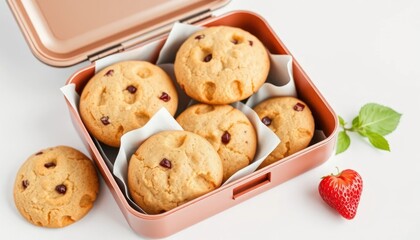 Delicious round cookies in a lunchbox