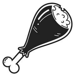 Chicken Leg Piece Silhouette Clipart | Tasty Drumstick PNG, Vector, Outline Designs