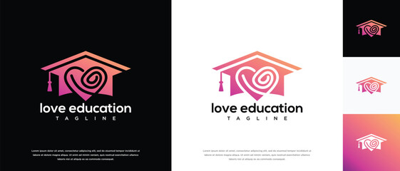 Love education logo design. Love education hat logo template. Education logo symbol icon