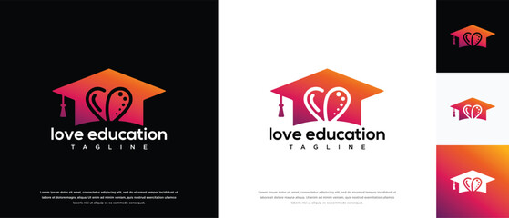 Love education logo design. Love education hat logo template. Education logo symbol icon