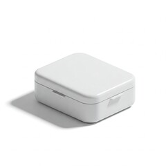 A modern-designed pillbox on a white background, with shadow effects and minimalist style.