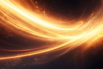 Fototapeta premium Golden light trails swirl in a cosmic background with shimmering stars