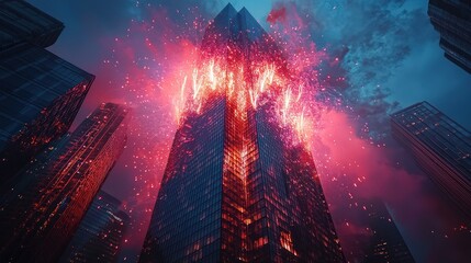 Burning Skyscraper Cityscape