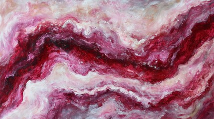 Intricate crimson and ivory textured landscape.