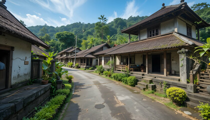 Fototapeta premium Traditional village street asian houses